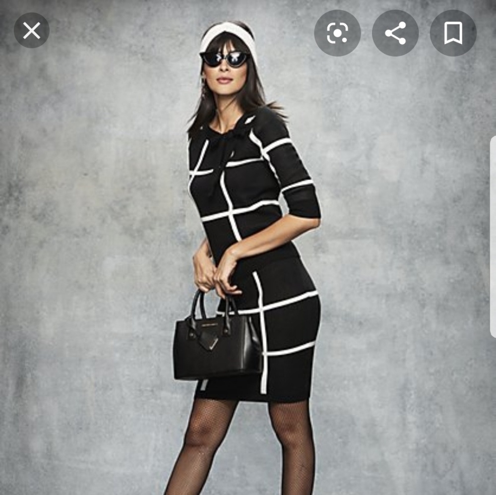 New York & Company Windowpane-Check Sweater Set